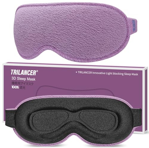 Trilancer 100% Lichtblockierende 3D Schlafmaske für Männer & Frauen, 2025 Ultraweiches und Druckfreies Design, Augenmaske für Seitenschläfer, Nickerchen, Meditation, Reisen und Schlafzimmer(Violett)