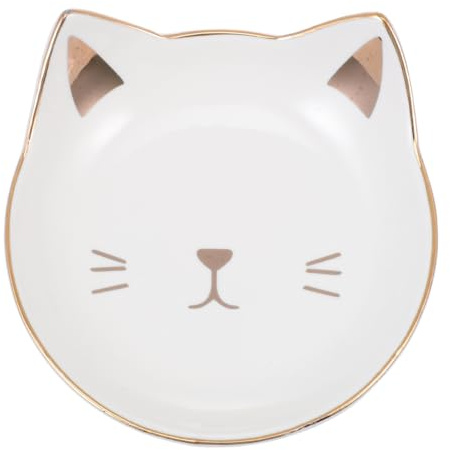 Milisten Plato para gatos de cerámica, 10 cm, con forma de gato, plato de postre, porcelana, plato llano, para aperitivos, frutas, ensalada, servir, cocina, hogar