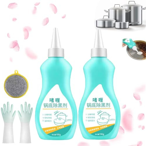 Magic Gel Cleaner for Pots and Pans, Magic Gel Cleaner for Pot Bottom, 150g Black Pot Bottom Cleaning Gel, Cleaner for Bottom of Pots and Pans, Pot Gel Cleaner for Burned Bottoms (2pc)