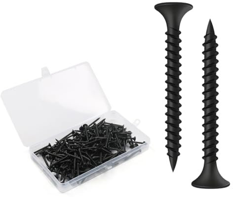 BOUMVID Vis Placo à Fixation Rapide M3.5 x 35 mm, 200 Pièces Vis Phosphatées Pour Plaque de Plâtre Sur Profilé en Acier Pour Cloisons Sèches, Vis Noires Tête en Trompette Pour Cloisons Sèches
