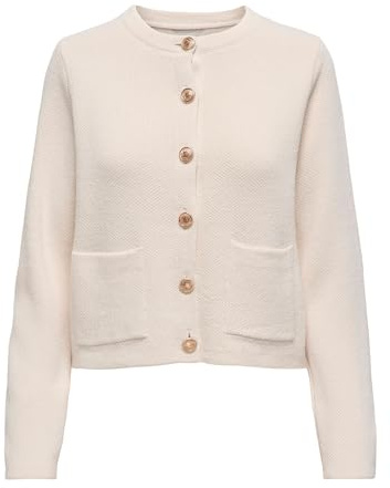 JDY Damen Strickjacke Rundhals Knopfleiste Knit Fit Vielseitig Bequem Cardigan