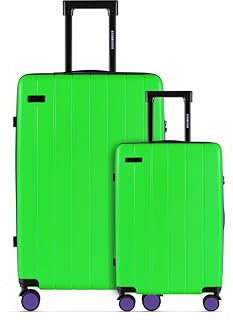 ETERNITIVE - Hartschalenkoffer Set - Klein und Groß I Rollkoffer aus ABS I Größe: 55 & 75,5 cm I Reisekoffer mit Rollen 360° und TSA-Schloss I Koffer Handgepäck 37L & 99L I Grün