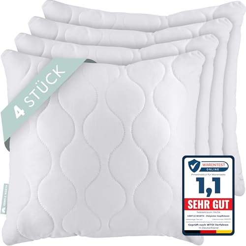 Gentle North Kopfkissen (45x45 cm groß) - 4er Set Kissen für Bett und als Dekokissen - Mit Reißverschluss für Füllung - Sofakissen - Zierkissen für Couch und Sofa - Ökotex - Waschbar bis 60° - Weiß