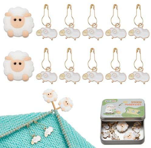 NBEADS 12 Stck. Maschenmarkierer Sets, Einschließlich 10 Stück Schafe Masche Marker 2 Stück Schaf-Stricknadel Stopper Strickwerkzeug-Sets für Handgefertigte DIY Kunstwerke