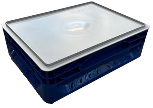 Solent Plastics 10 Litre Deep Pizza Bread Dough Proofing Tray complete with Lid - 40 x 30cm x 12cm - Fits in domestic fridges! (Blue)