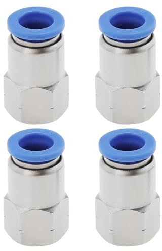 EMSea 4 Pièces Adaptateur de Connecteur Pneumatique à Filetage Femelle Tube de 8mm OD X 1/8 NPT Adaptateur de Raccords d'air à Poussée Droite