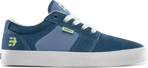 Etnies Barge LS – Classic Skate Look, Slim Vulcanized Silhoutte, Hefty Armored Collar, Reinforced Vulc - Green/Blue - 41