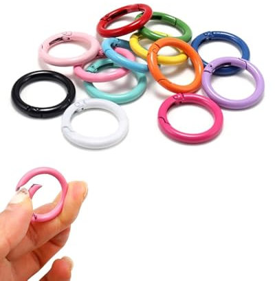 KGDUYC 12pcs Mini Karabinerhaken Runde Karabiner Schlüsselanhänger 2,4 cm Schlüsselring Metallring Mini Karabiner Schlüsselringe Klein Clip Ringe Haken für Schule Zuhause Oder Büro,12 Farben