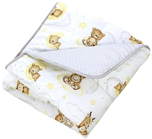 TupTam Krabbeldecke für Baby 120x120 cm - Gepolsterte Spieldecke Baby Baumwolle, XXL, OEKO-TEX, Weich & Hautfreundlich, Farbe: Tiere auf Wolken/Weiß/Grau/Beige