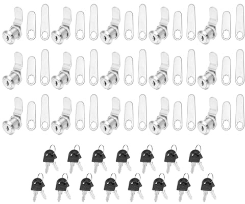 PATIKIL 3/4 Zoll gleichschließende Schrank Schlösser mit Schlüssel, 15er Pack Cam Ersatzschloss Zylinder Schloss für Wohnmobil Schublade Aufbewahrungswagen Briefkasten, Silber