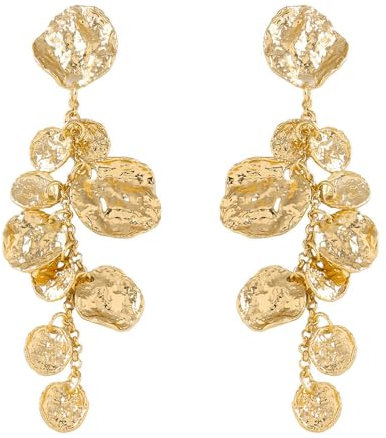 TTPSRY Ohrringe für Damen Unregelmäßige Blütenblatt Ohrringe Boho Ohrringe Hypoallergene Ohrstecker Quaste Blumen Ohrringe Modeschmuck Earrings (Gold)