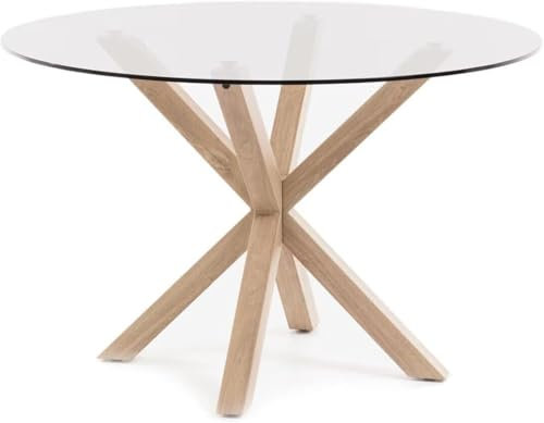 IBERA HOME - Mesa Redonda de Cristal Templado de 120 cm para Comedor o Cocina – Elegancia Contemporánea y Durabilidad