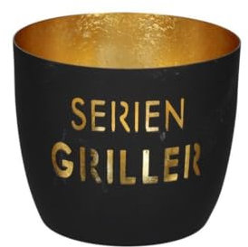 Gift Company Madras, Windlicht, M, Motiv: Serien Griller, schwarz/Gold