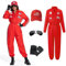BuzzoXerex Rennfahrer Kostüm Damen, Rennfahrer Anzug Damen mit Handschuhe, Hüte, Sonnenbrille für Karneval, Party, Cosplay (Rot, XL)