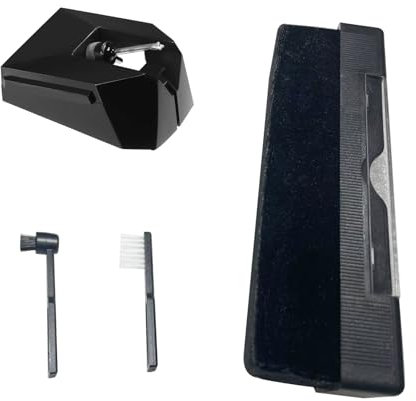 Plattenspieler-Nadel der Serie VM95, kompatibel mit Audio Technica AT-LP120X Vinyl-Plattenspielern, Plattenspielernadeln mit Phono-Bürste, Schwarz