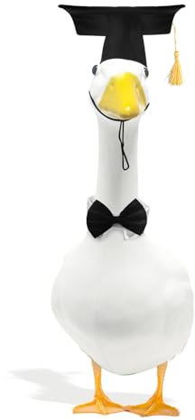 Goose Grad Hut Gans Schwarz Abschluss Hut mit gelber Quaste und Fliege Gans Graduation Kostüm Bekleidung für Foto Prop Gans Kostüm für Outdoor Terrasse Hof Rasen Statueart Gans Dekoration