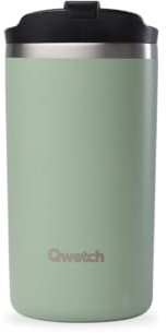 QWETCH - Travel Mug Isotherme - Vert Tilleul 350ml - Thermos Café & Thé en Inox - 6h Chaud et 12h Froid - Sans BPA, Étanche, Mug de voyage
