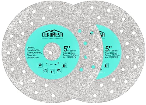 LEKOMESH Steinplatten Schleifscheibe Diamantscheibe 125MM - Glasschneidescheibe (2 Stück) Granit-Trennblatt Diamantschleifscheibe für Steinplatten Stein Fliesen Marmor Granit Glas Diamant-Sägeblätter