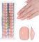 32 Pièces Faux Ongles Court Carrés Français Rose Nude Ongles, Réutilisable, Couverture Complète, avec Outils, avec Blanc Bordure Dessin pour Femme et Fille Nail Art Décoration