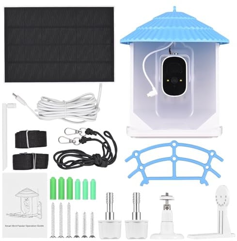 Vogelfutterhäusch mit Kamera, Vogelbeobachtungskamera mit KI Vogelarten und Solarpanel, Smart Bird Feeder -Kamera für Gartengarten Vogelbeobachtung