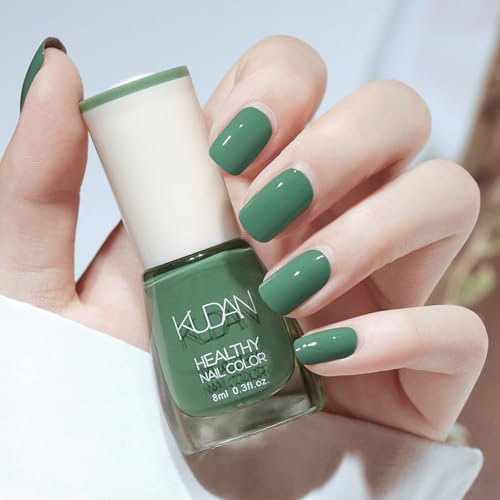 Green Nail Polish - Nail Varnish Quick Dry & Long Lasting - High Glossy Water Based Non-Toxic Green Nail Varnish - Chip Resistant Breathable Nail Polish for Women Girls DIY Manicure