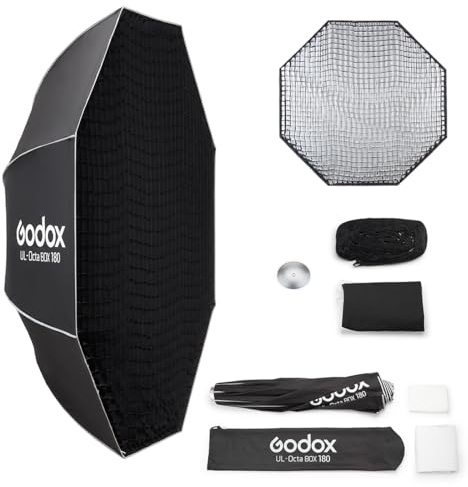 Godox Softbox GODOX 180 cm Schnellverschluss-Regenschirm, achteckige Softbox, Bowens-Halterung mit abnehmbaren Front- und Innendiffusoren/Griff/Diffusorplatte für Fotografie, Live-Streaming
