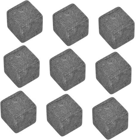 SHINEOFI Pietre Ghiaccio Riutilizzabili in Pietra Robusta per Whisky e Vino con Sacchetto in Tessuto Nero Raffreddamento Uniforme e Facile Pulizia per Cocktail e Bevande