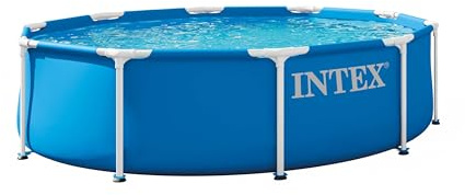 Intex 28202GS 3.05m x 76cm Metal Frame Pool Set (Includes Filter Pump) | inkl. 12V Filterpumpe mit 1.250 l/h Pumpleistung, Rundpool Volumen ca. 4.485 l - Reißfeste SUPER-TOUGH® Poolfolie