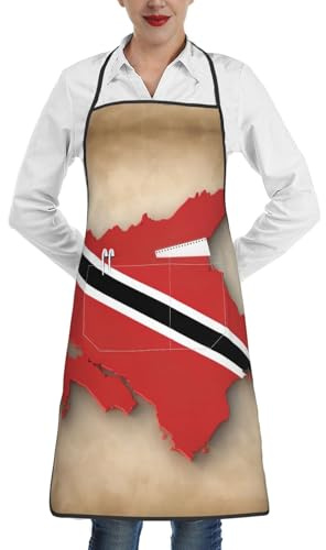 DUWAA Trinidad und Tobago Map 02 Küchenschürze, verstellbare Lätzchen, weiche Kochschürze mit 1 Tasche, für Männer und Frauen