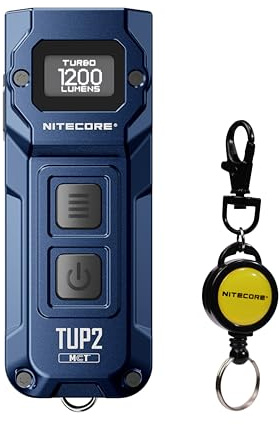 Nitecore TUP2 MCT - Linterna de llavero EDC inteligente con tres temperaturas de color, 1200 lúmenes, retráctil (Azul Cobalto)