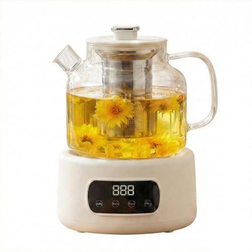 1.2L Smart Glass Electric Kettle, Health Kettle with Tea Infuser for Office Desks, College Dorms or Home Wellness,Precision Temperature Control & Quiet Operation