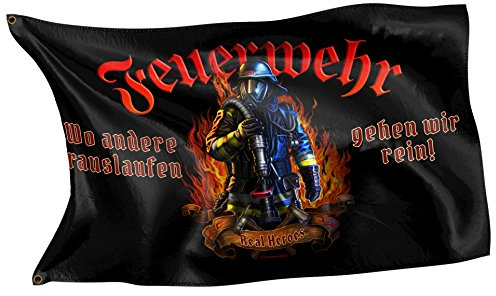 Original RAHMENLOS® Design-Flagge: Deutschland-Fahne Feuerwehr - Real Heroes
