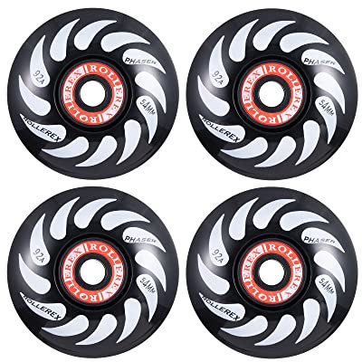 Rollerex Phaser Skateboard-Räder, 92A, 54 mm, Stahl, Schwarz (mit Kugellagern, Distanzscheiben und Unterlegscheiben), 54 mm