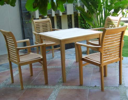2 Stück Stapelstühle Cosenza Teak Massivholz Höhe der Stuhllehne 110 cm