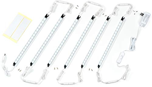 Cefrank Vitrinenbeleuchtung, 6x erweiterbare LED Lichtleisten 30cm - Küchen Unterbauleuchten Set - EU-Stecker - Weiß