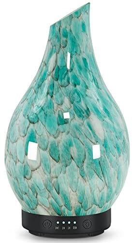 Essential Oil Diffuser Aroma Ultrasonic Diffuser, Night Light with Handmade Glass, BPA Free, 7 Color Changing Waterless Auto-Off Timer Setting 120 ML (Green)
