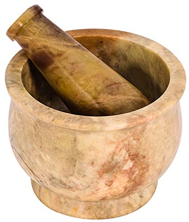 Divit Shilp Mortier et Pilon, en Pierre Dure polie résistante, broyeur en Pierre Naturelle pour Les épices, Les pâtes, Les Herbes, l'assaisonnement, etc. (Haldi)