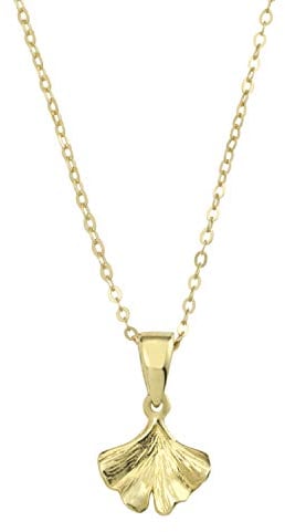 Amor Kette mit Anhänger Damen Halsschmuck, 42 cm, Gold, Ginkgoblatt, Kommt in Schmuck Geschenk Box, 2026017