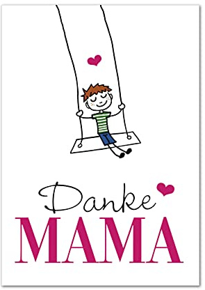 Postkarte, Karte, Grußkarte, Muttertag, Junge Danke Mama, handgezeichnet