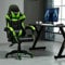 mcc direct Swivel Faux Leather Office Chair Racing Sports Gaming Tilt Computer Desk Chair with Headrest & Lumbar Cushion A (Green)