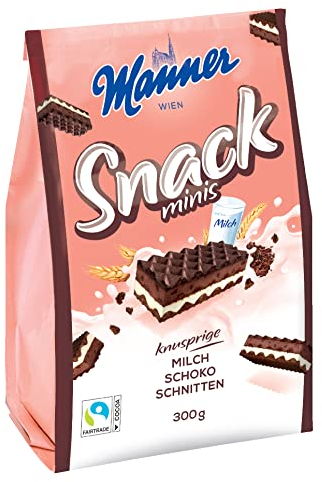 Manner Snack Mini Chocolat au Lait | croustillants au chocolat pour le temps libre | 1 paquet (1 x 300 g)