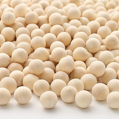 DAHI Holzkugeln Holz Kugeln 300pcs - 12mm holzperlen Bastelperlen für DIY Schmuck Zubehör