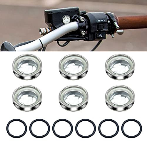 YnGia 6 Pezzi Vetro Spia Freno Moto 18mm Universale Cilindro Maestro Freno Moto Pompa Freno Posteriore Olio Specchio Lente di Vista Guarnizione Anteriore Posteriore di Ricambio