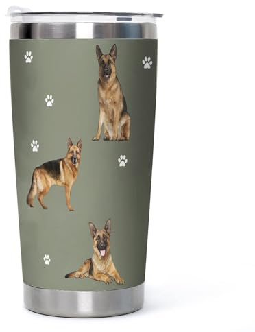German Shepherd Dog Tumbler Vacuum Stainless Steel Insulated Coffee Travel Cup, Gift to Dad, Dog Mom,Dog Lovers, Dog Pattern Tumbler Mug for Hot and Cold Drinks