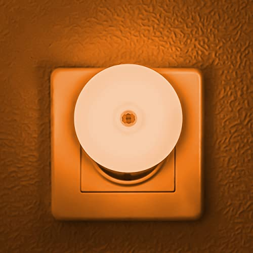 LED Nachtlicht mit Bewegungsmelder Bernstein, Nachtlicht Steckdose Bewegungsaktive Sensor, für Badezimmer, Schlafzimmer, Küche, Flur, Klein und Schlank, Energieeffizient, Kompatibel, Rund, 2er Pack