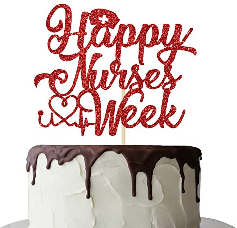 Mis Quince Nurses Week Cake Topper, Thank You Nurses Party Decorations, Nurses Appreciation Week Decorations, Red Glitter