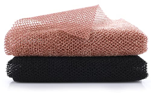 WLLHYF 2 Pcs African Exfoliating Net, Nylon Back Scrubbers Shower Wash Cloth Body Cleaning Spa Massage Bath Towel Deep Clean African Net Sponge for Women Men Shower (Black Coffee)
