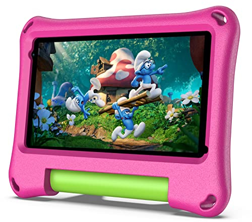 VASOUN 7 Zoll Kinder-Tablet 32GB, Vorinstallierte Kinder-App, Kindersicherung Kinderspanzer-Schritt-Tablet, mit Schutzhülle, GMS-Zertifiziert, Google Tablets, Rosa