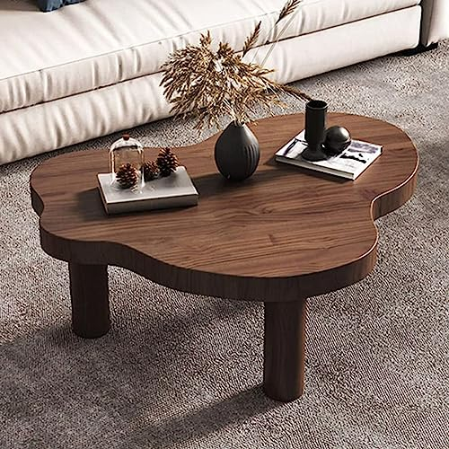 MUUNS Wolke Couchtisch, unregelmäßige Massivholz Wolke Form Couchtisch Dekor mit 3 Beinen, niedliche Moderne Runde Ecke verdicken End Tabelle für Wohnzimmer Schlafzimmer Möbel,Walnut,28×18×16“