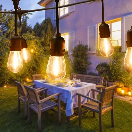 WEDNA Guirlande Lumineuse Exterieure, 10M S14 Guirlande Guinguette avec E27 10+1 Plastique LED Ampoules, Étanche IP65 Blanc Chaud Guirlande Electrique pour Terrasse, Jardin, Mariage